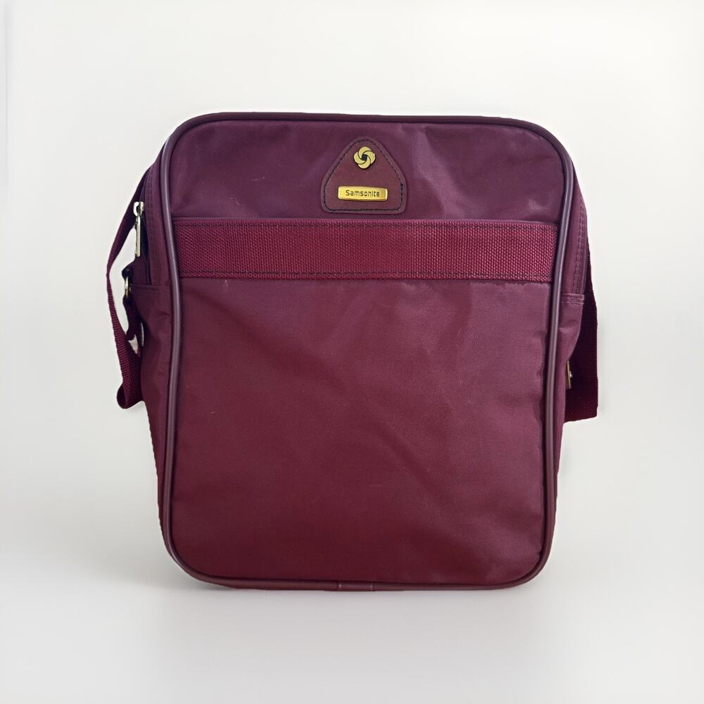 Vintage Samsonite Maroon Travel Shoulder Bag - 1990s Overnight Flight Cabin Bag